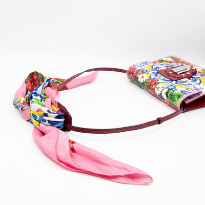 Lucia Twill Bag Majolica Print Leather & Pink Watersnake