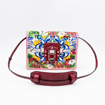 Lucia Twill Bag Majolica Print Leather & Pink Watersnake