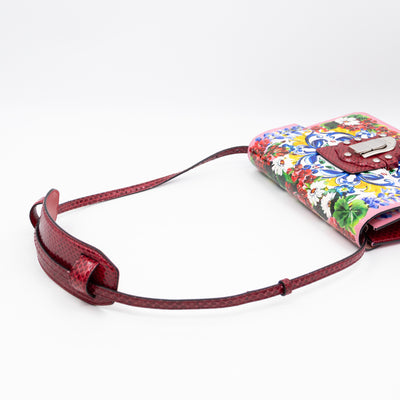 Lucia Twill Bag Majolica Print Leather & Pink Watersnake