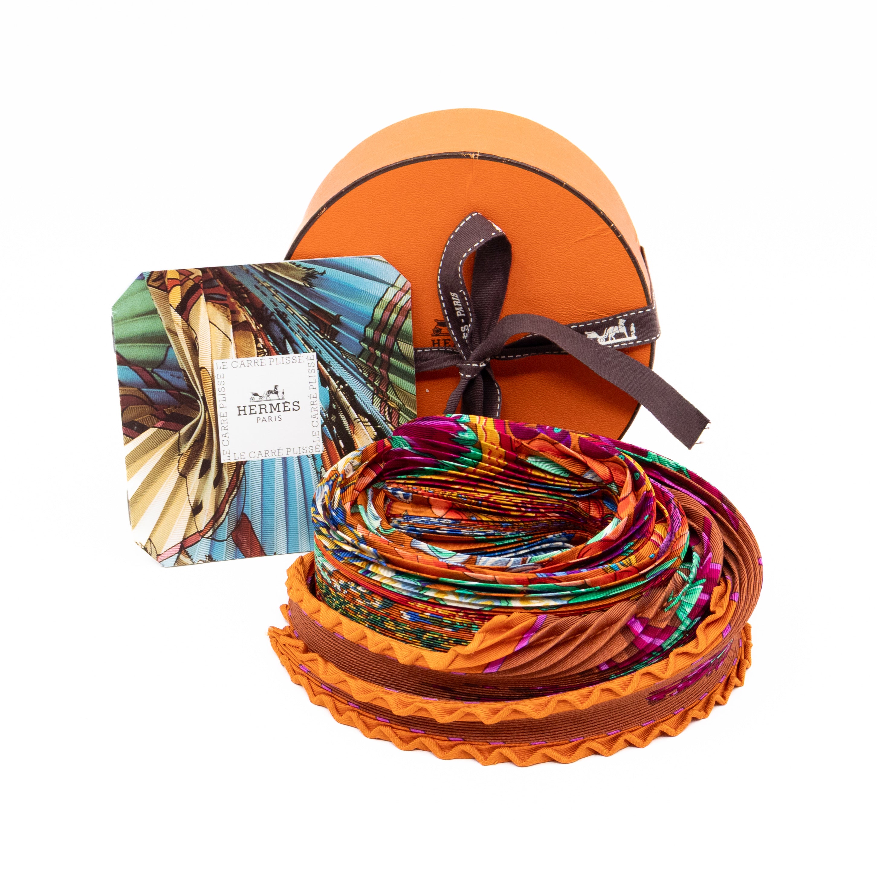 Pleated Silk Scarf 90 cm Aux Pays Des Epices Orange