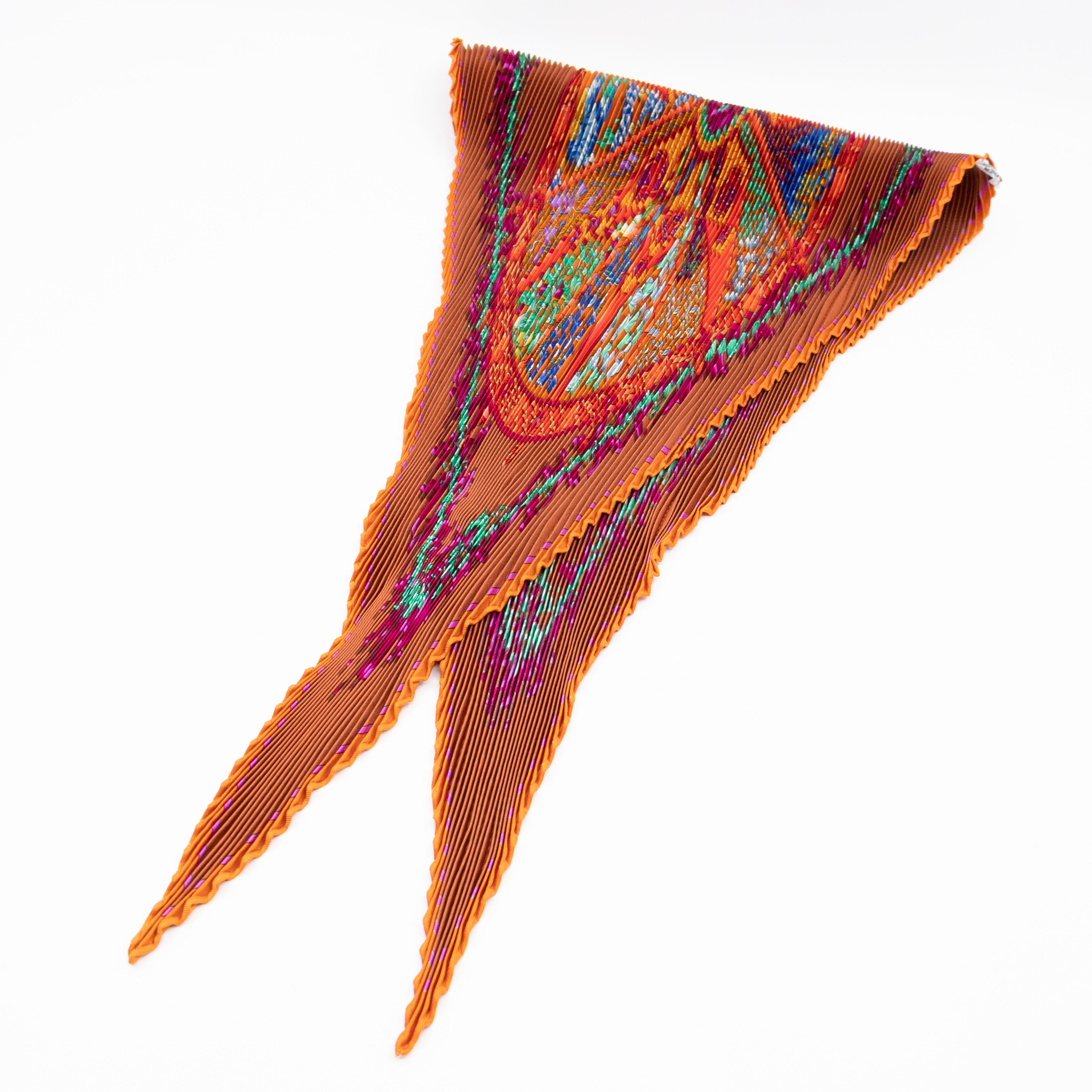 Pleated Silk Scarf 90 cm Aux Pays Des Epices Orange