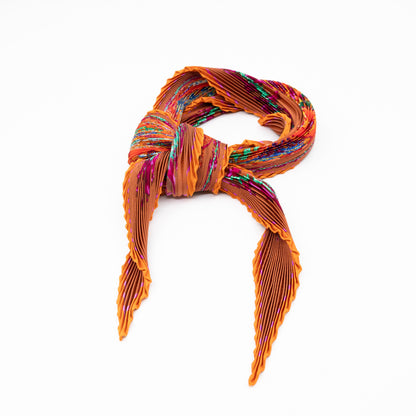 Pleated Silk Scarf 90 cm Aux Pays Des Epices Orange