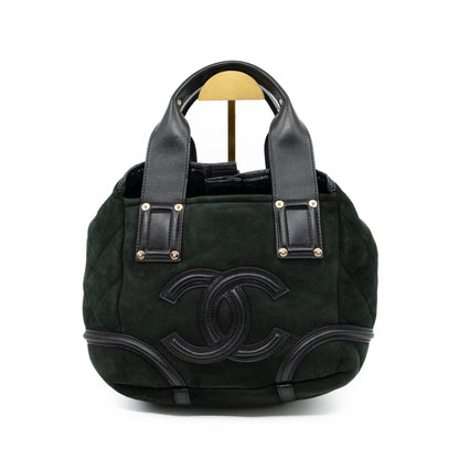 Sparkle Winter Tote Dark Green Mouton Leather