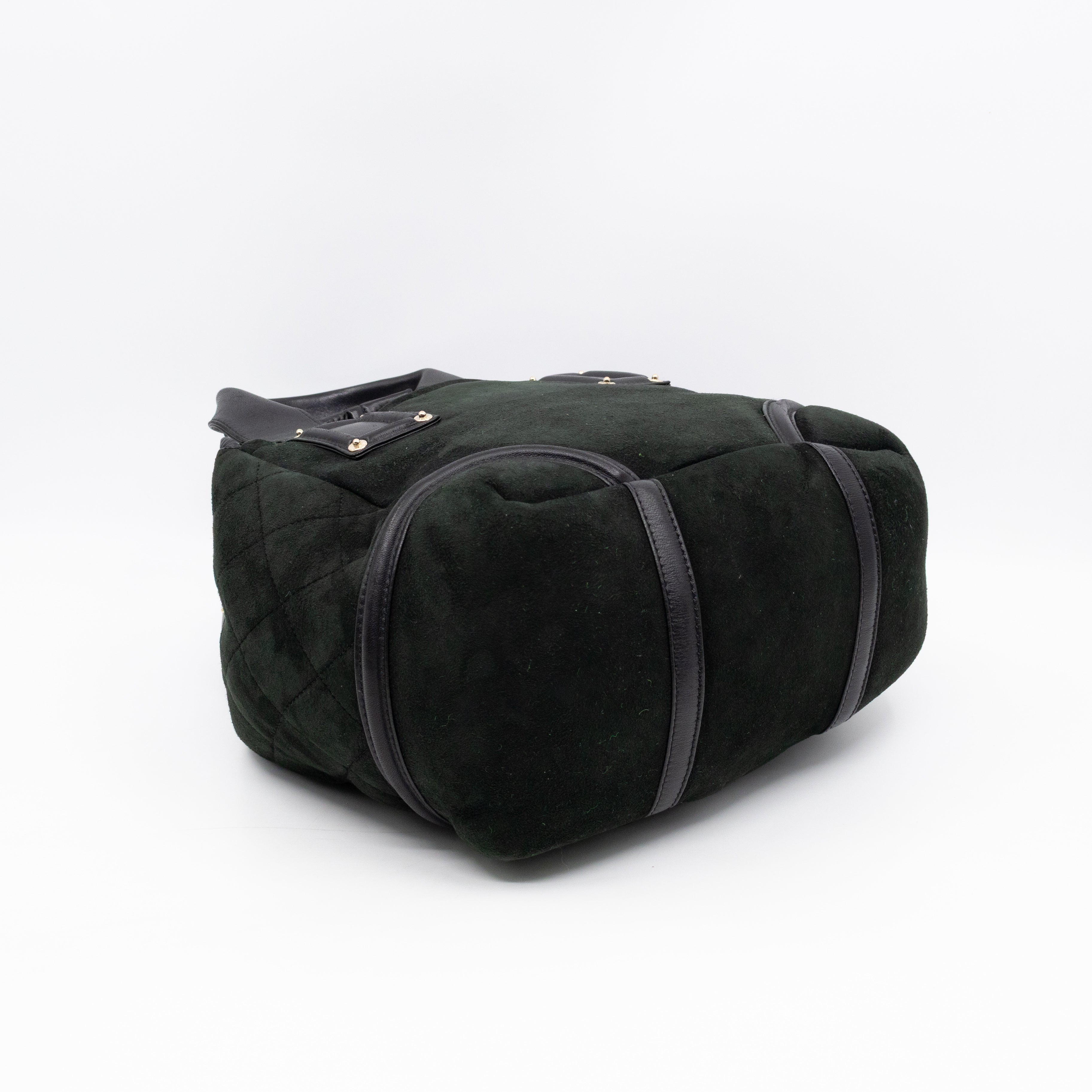 Sparkle Winter Tote Dark Green Mouton Leather