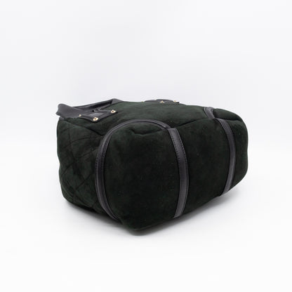 Sparkle Winter Tote Dark Green Mouton Leather