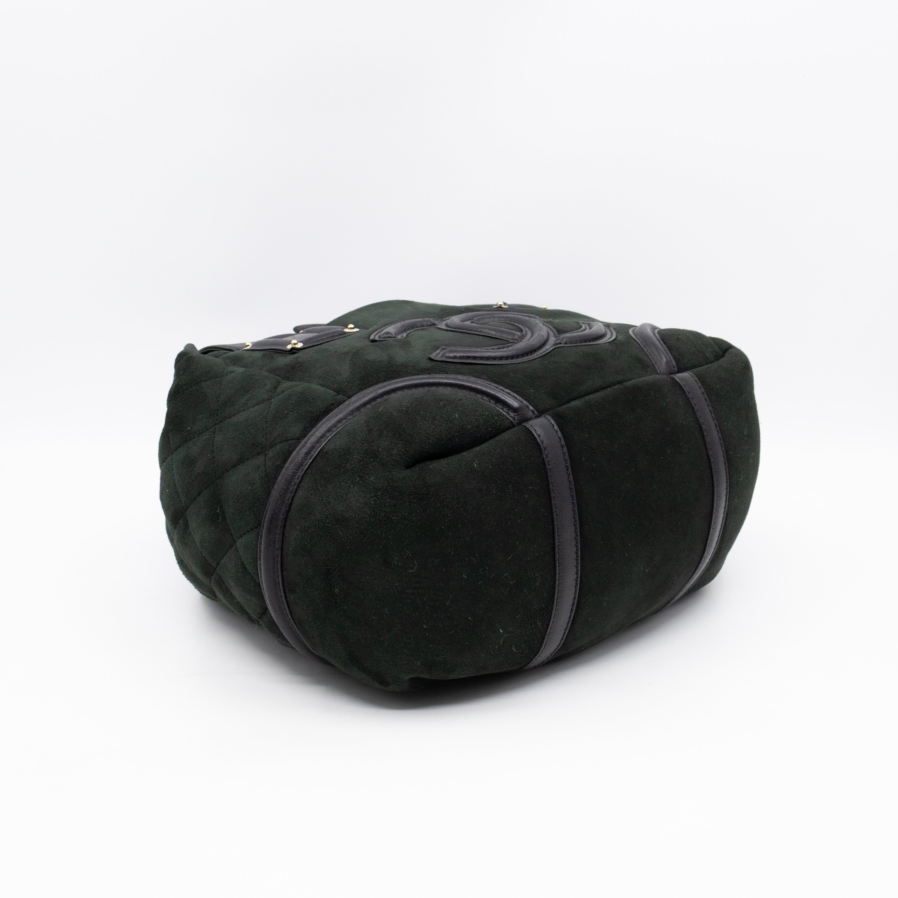 Sparkle Winter Tote Dark Green Mouton Leather