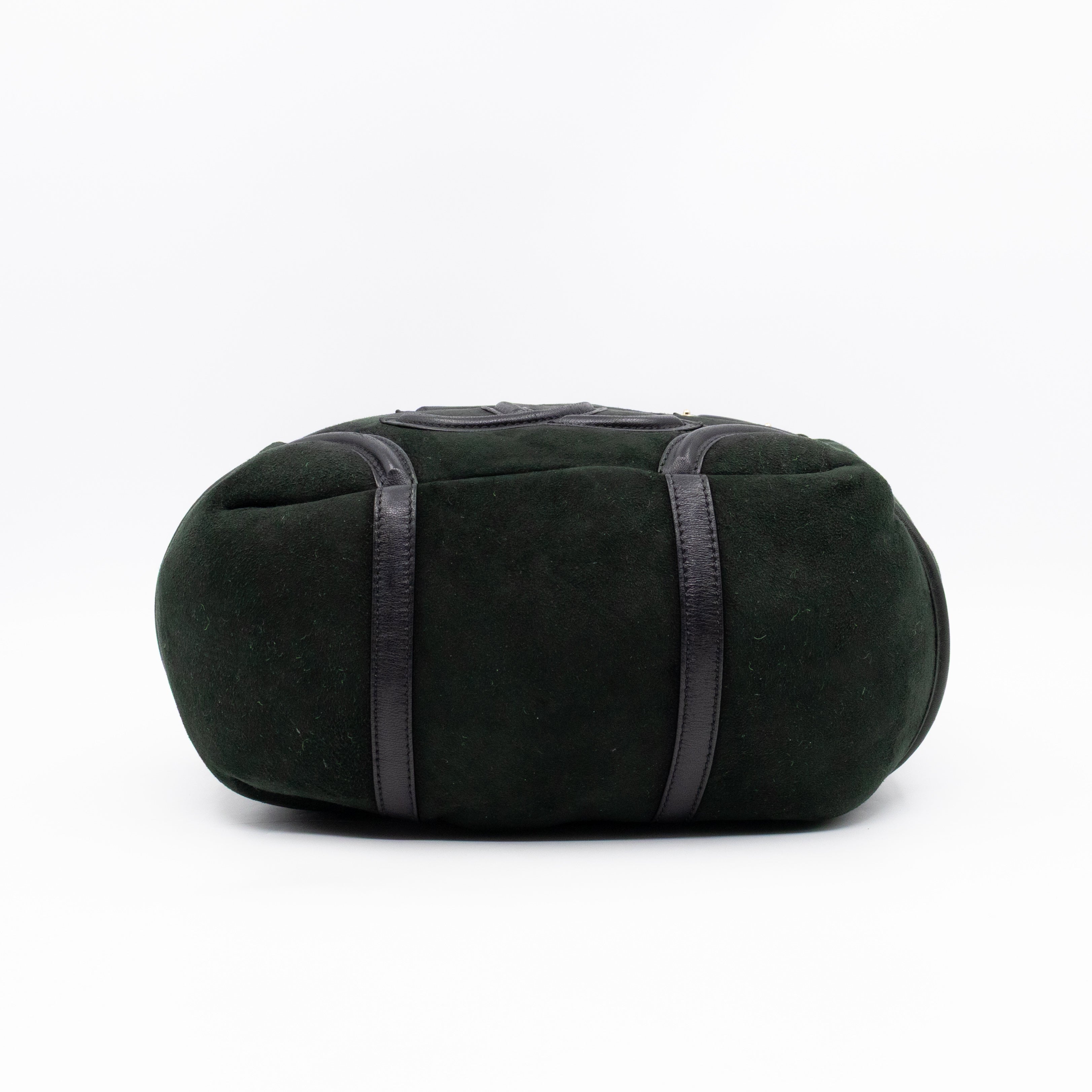 Sparkle Winter Tote Dark Green Mouton Leather