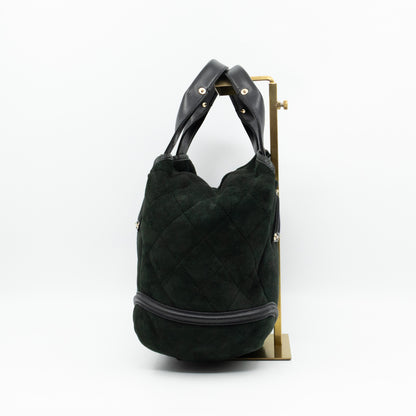 Sparkle Winter Tote Dark Green Mouton Leather