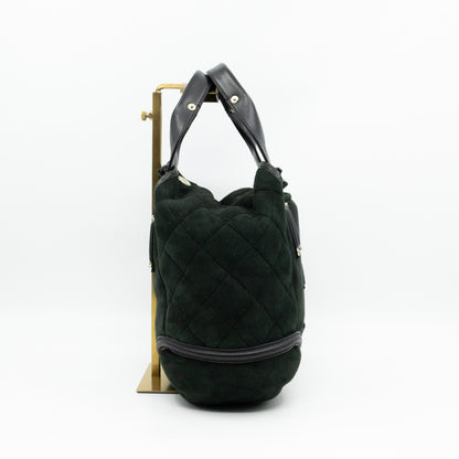 Sparkle Winter Tote Dark Green Mouton Leather
