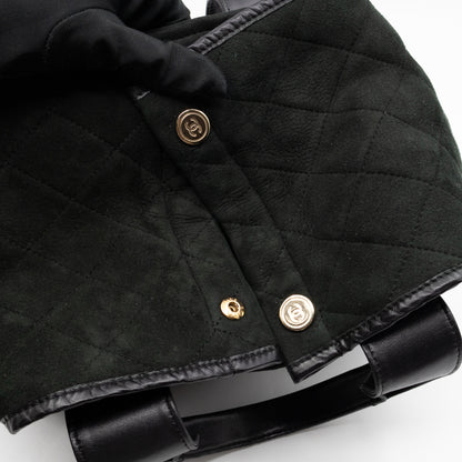 Sparkle Winter Tote Dark Green Mouton Leather