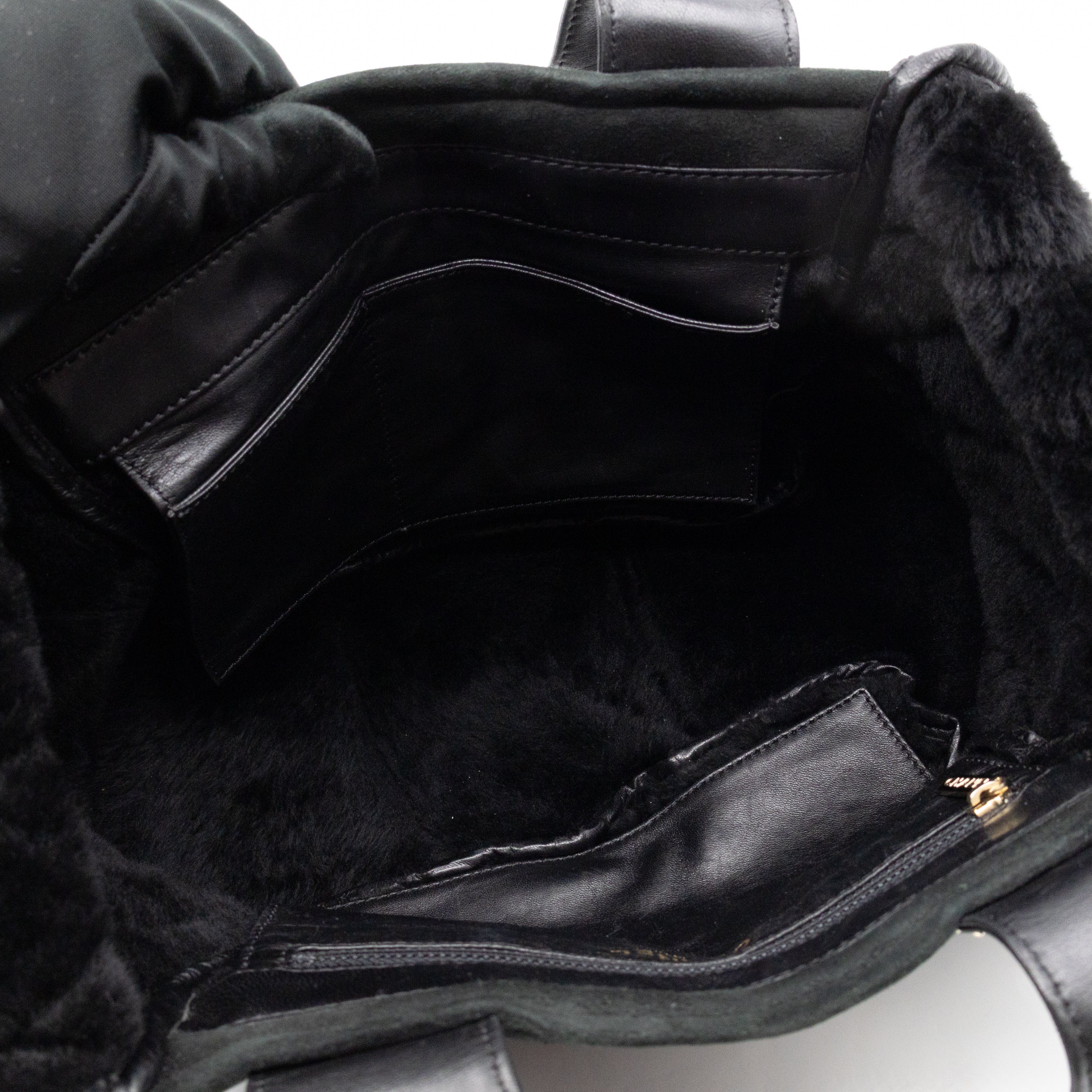 Sparkle Winter Tote Dark Green Mouton Leather