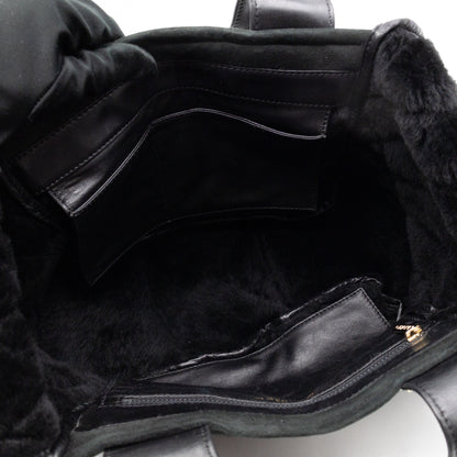 Sparkle Winter Tote Dark Green Mouton Leather