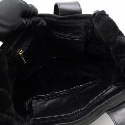 Sparkle Winter Tote Dark Green Mouton Leather