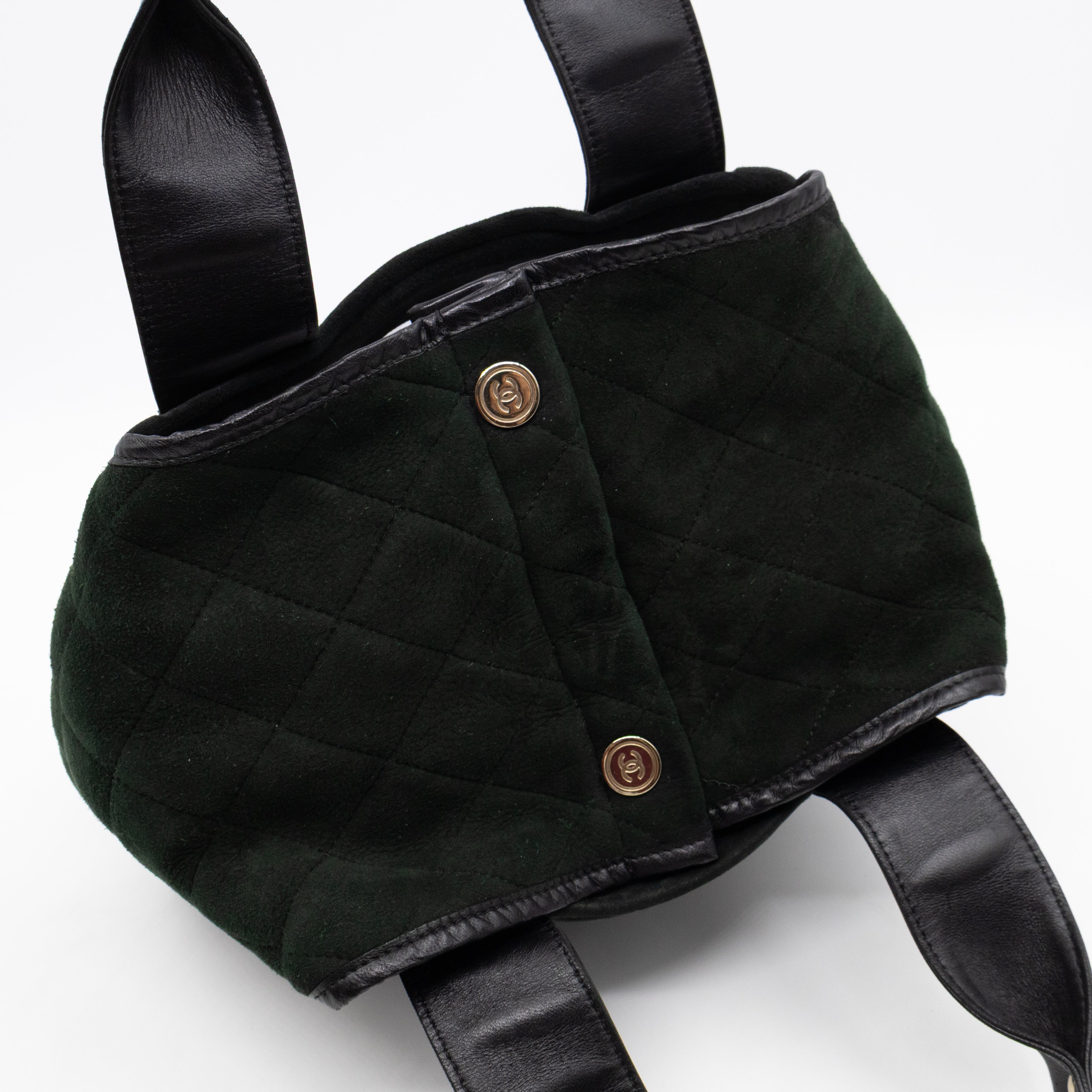 Sparkle Winter Tote Dark Green Mouton Leather