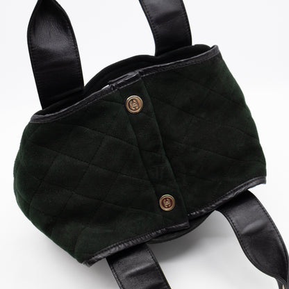 Sparkle Winter Tote Dark Green Mouton Leather