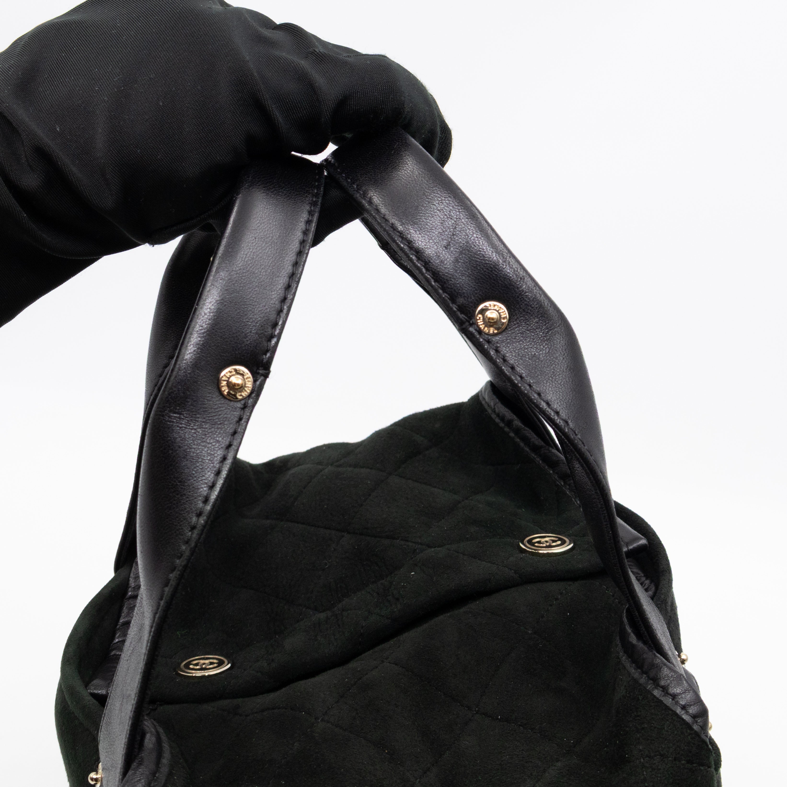 Sparkle Winter Tote Dark Green Mouton Leather