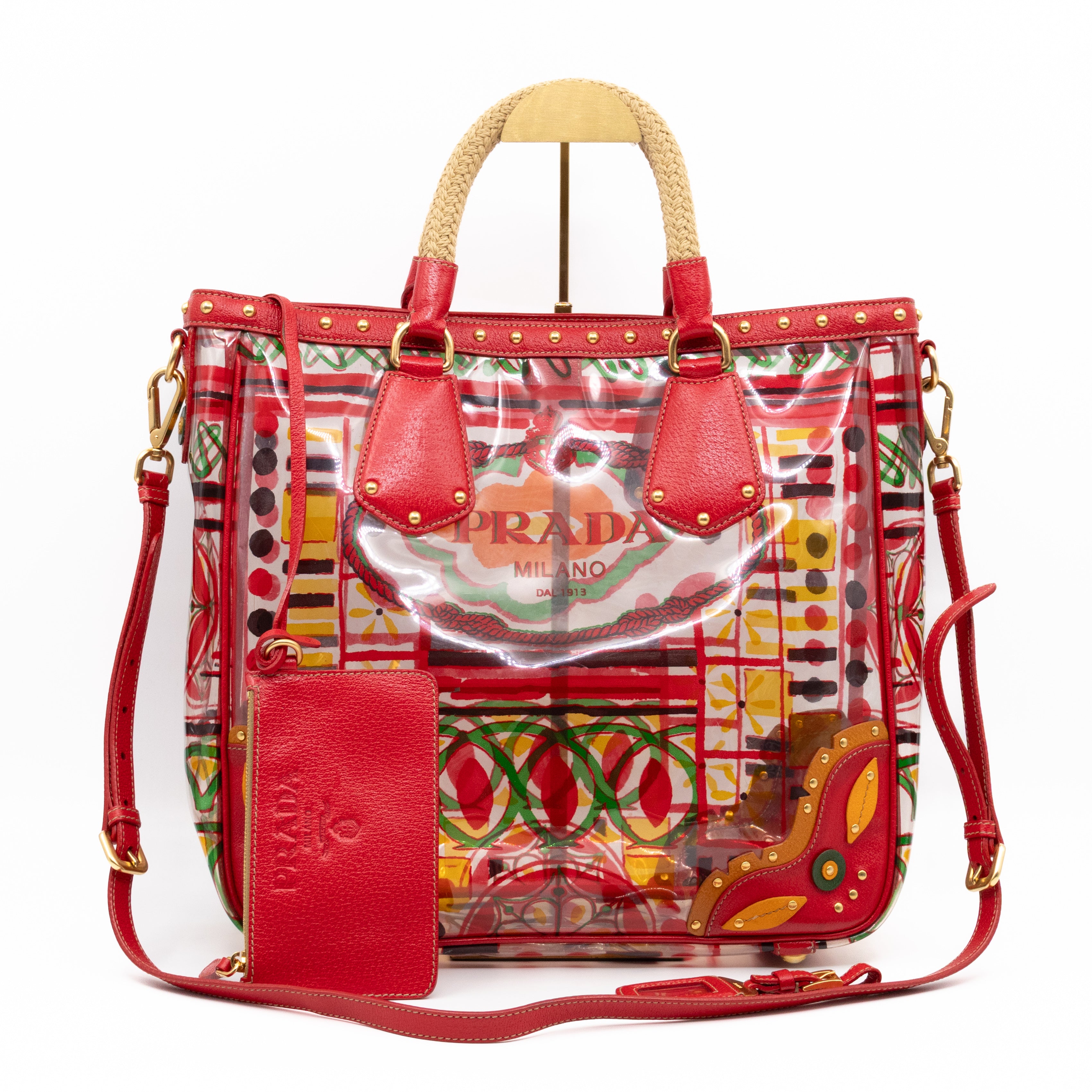 Plex Stampato Tote Red & Clear Vinyl