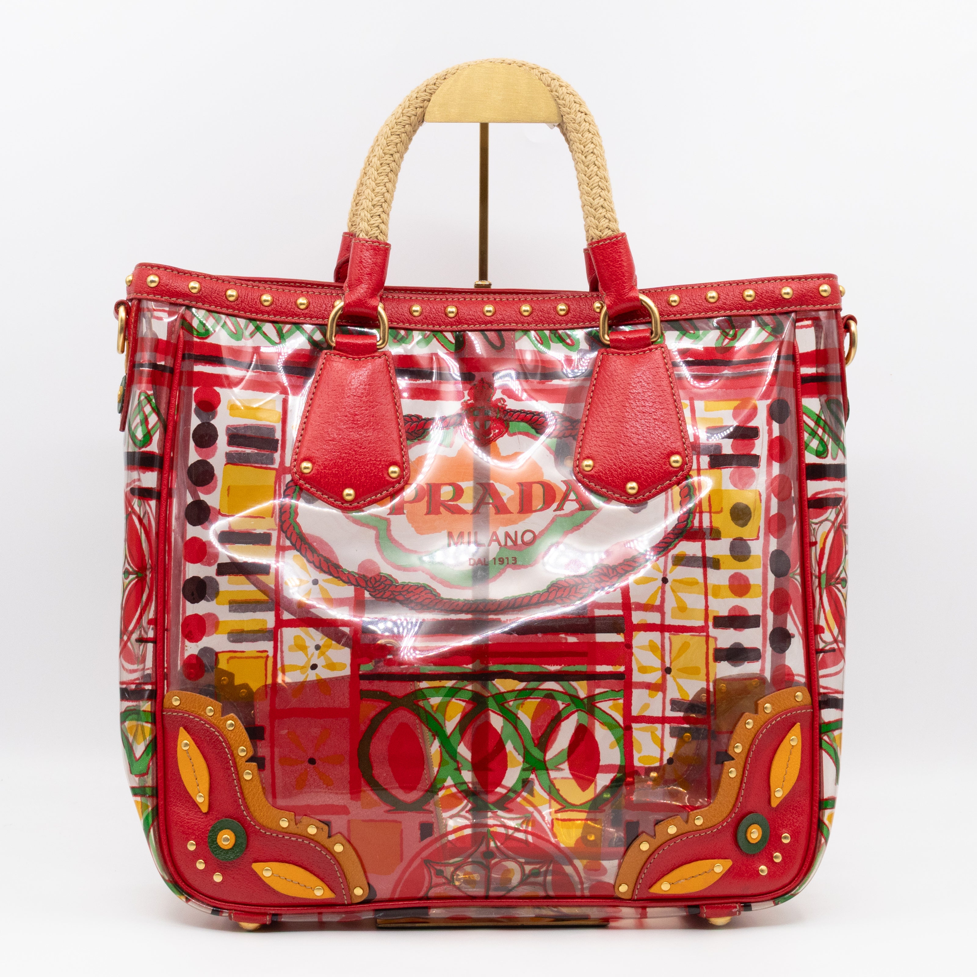 Plex Stampato Tote Red & Clear Vinyl