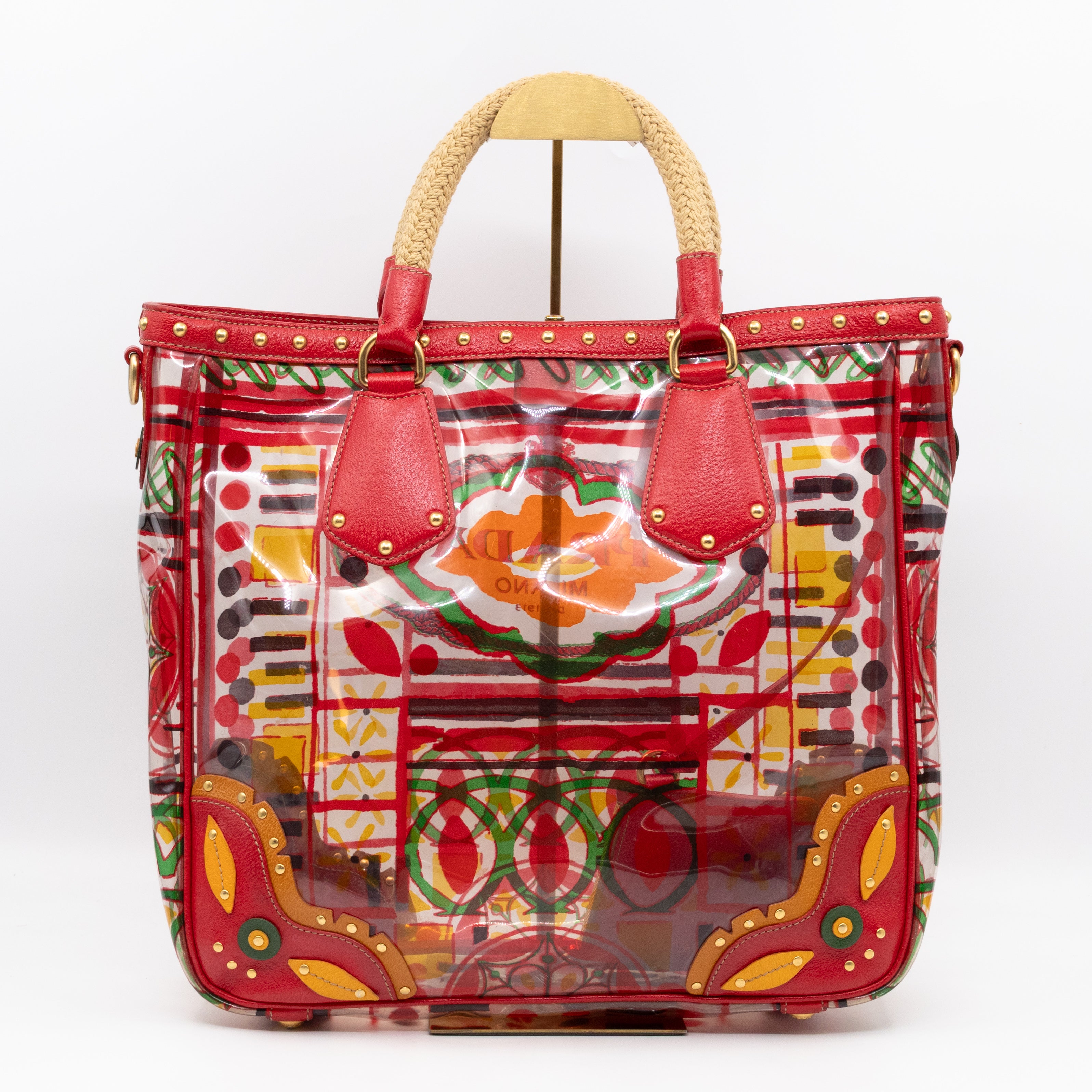 Plex Stampato Tote Red & Clear Vinyl