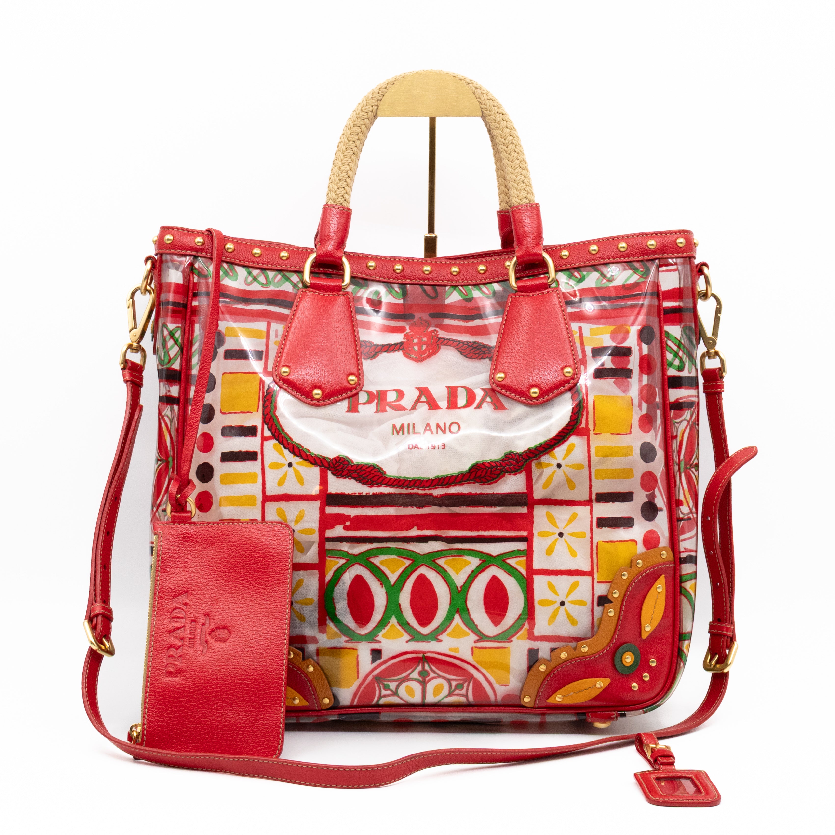 Plex Stampato Tote Red & Clear Vinyl