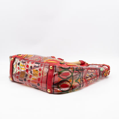 Plex Stampato Tote Red & Clear Vinyl