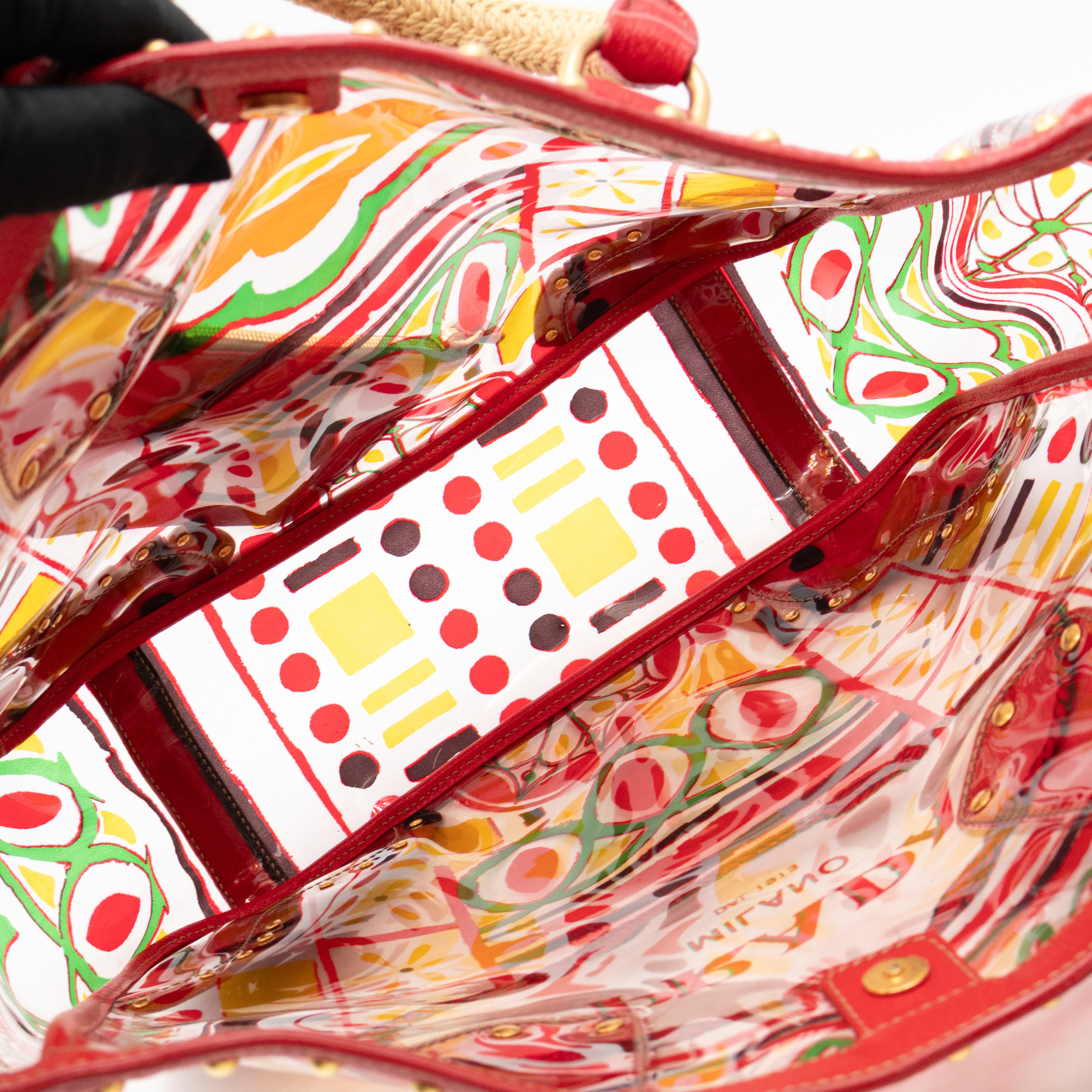 Plex Stampato Tote Red & Clear Vinyl