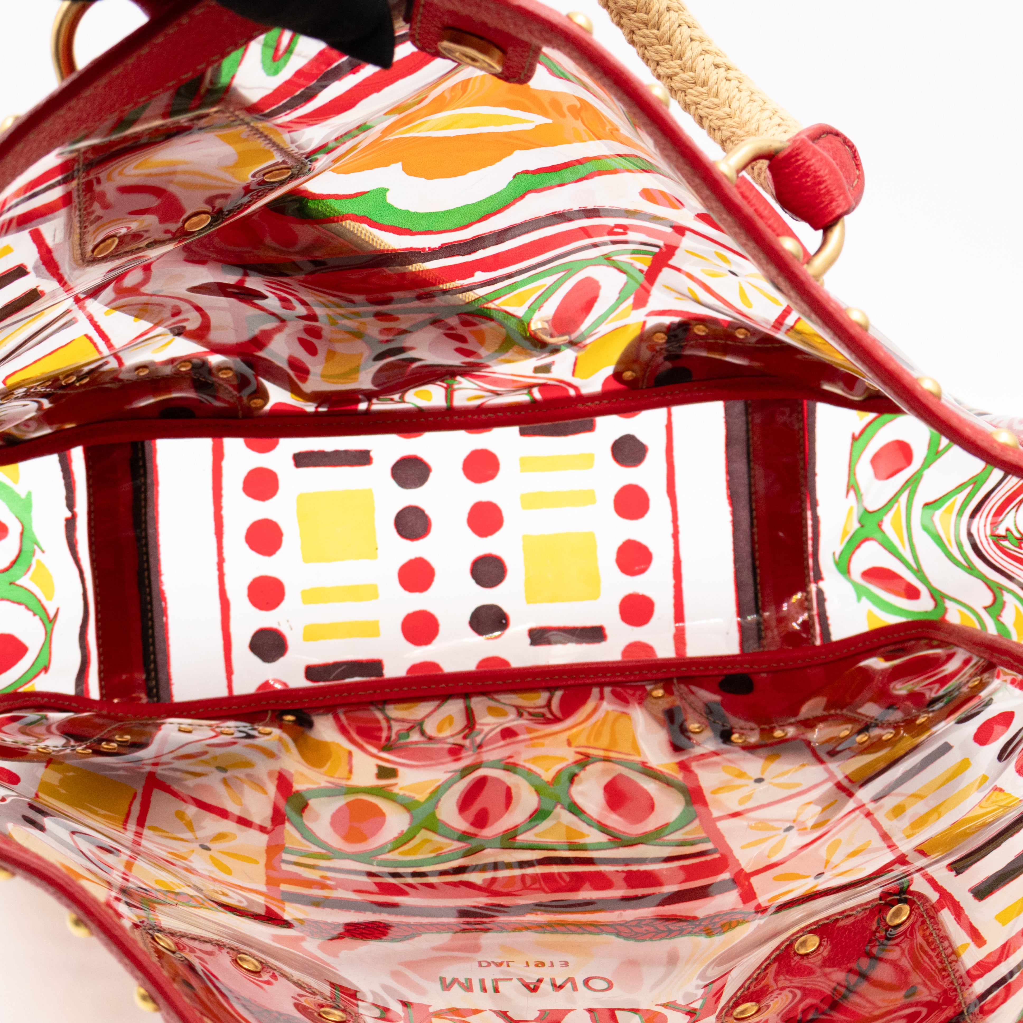 Plex Stampato Tote Red & Clear Vinyl