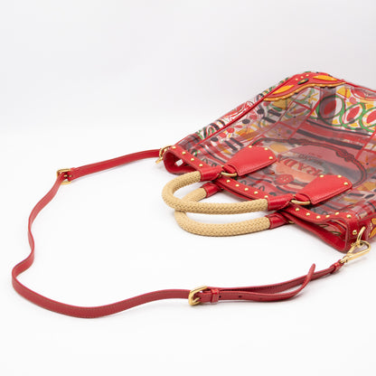 Plex Stampato Tote Red & Clear Vinyl