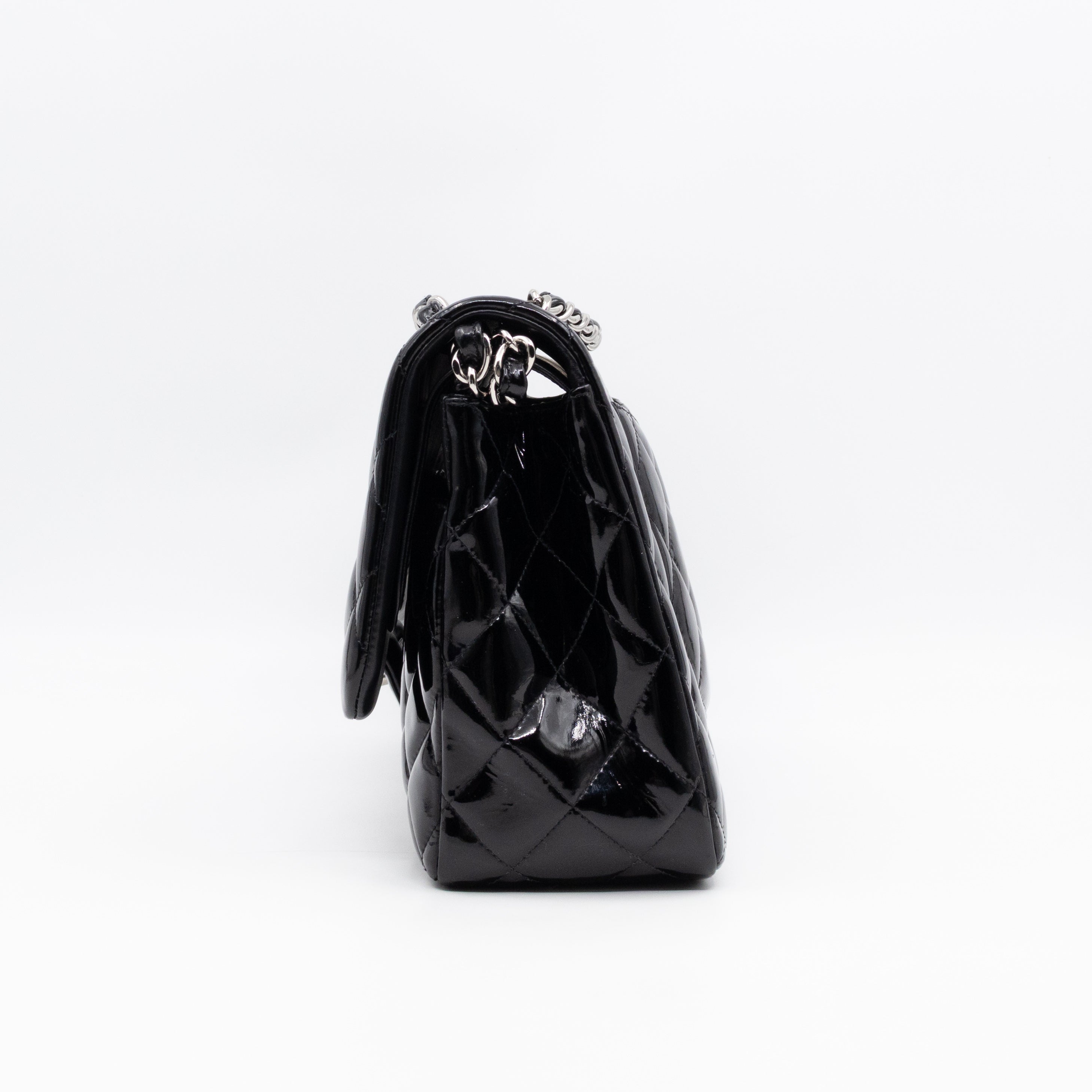 Classic Double Flap Jumbo Black Patent Leather