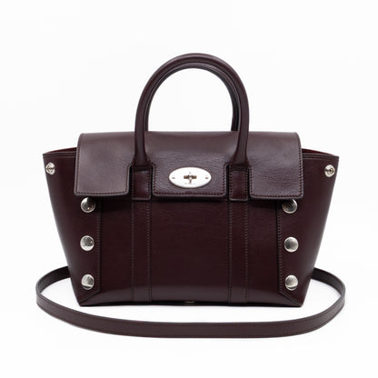 Small New Bayswater Studded Burgundy Leather