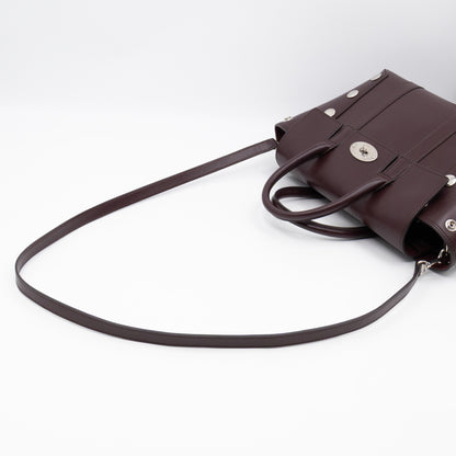 Small New Bayswater Studded Burgundy Leather
