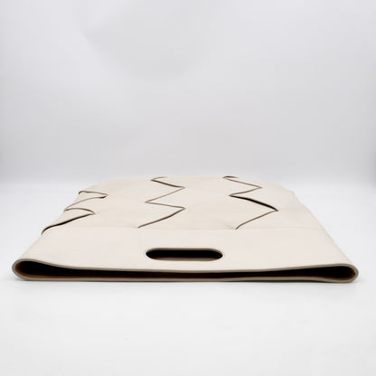 Large Slip Tote White Maxi Intrecciato Leather