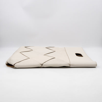 Large Slip Tote White Maxi Intrecciato Leather