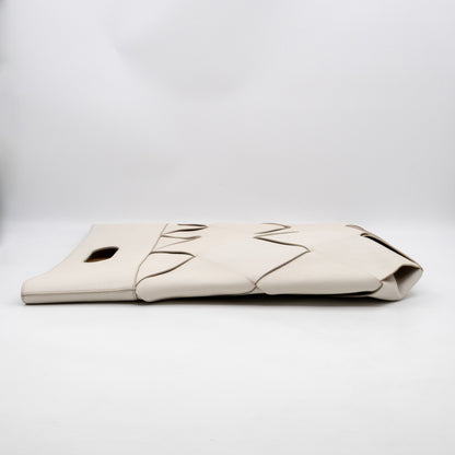 Large Slip Tote White Maxi Intrecciato Leather