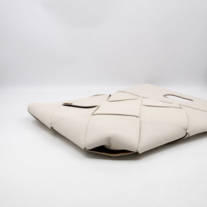 Large Slip Tote White Maxi Intrecciato Leather