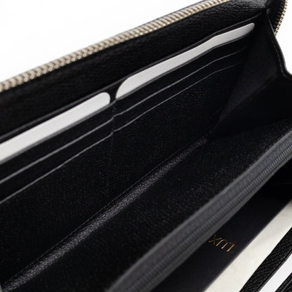 Long Zip Around Wallet Printed Black Leather