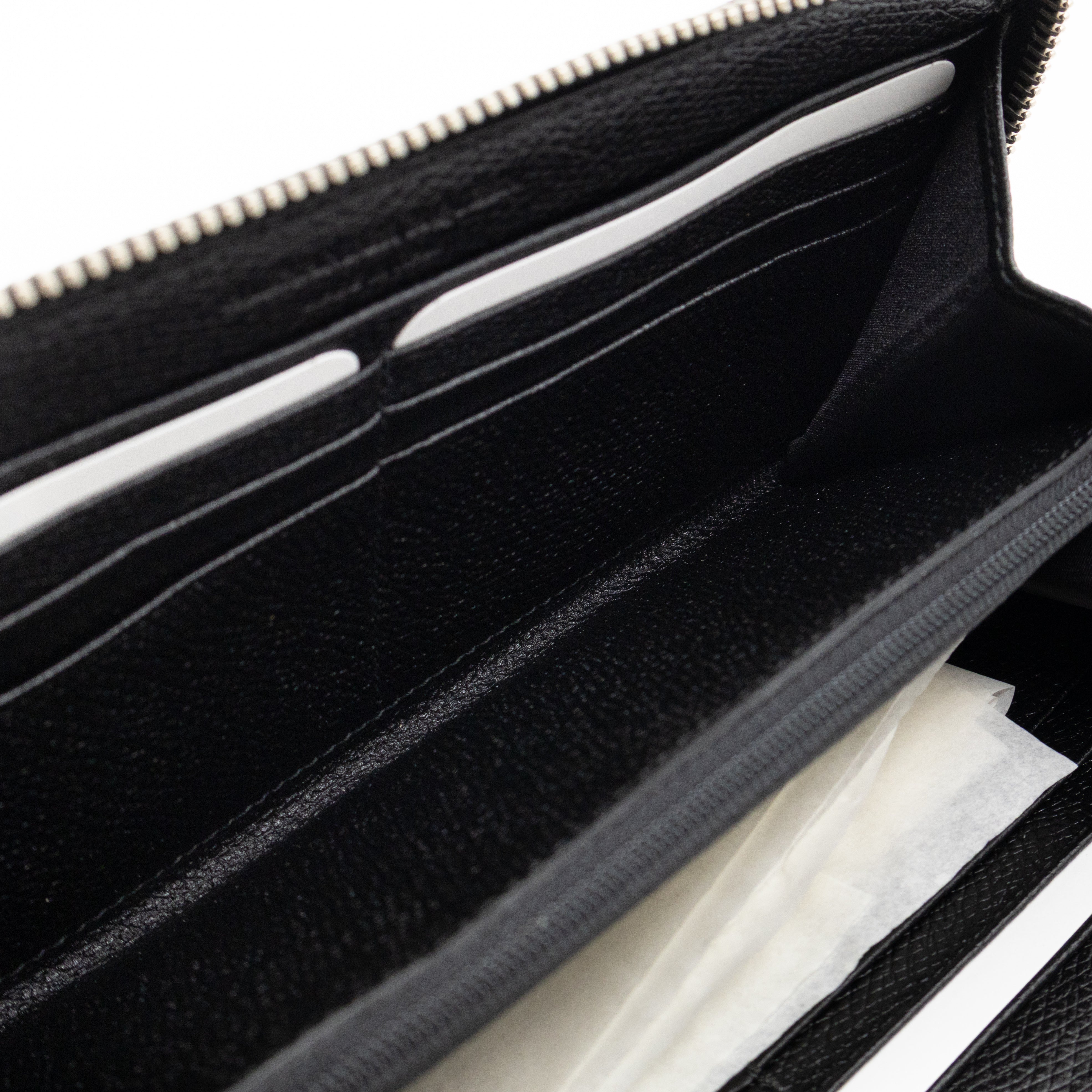Long Zip Around Wallet Printed Black Leather