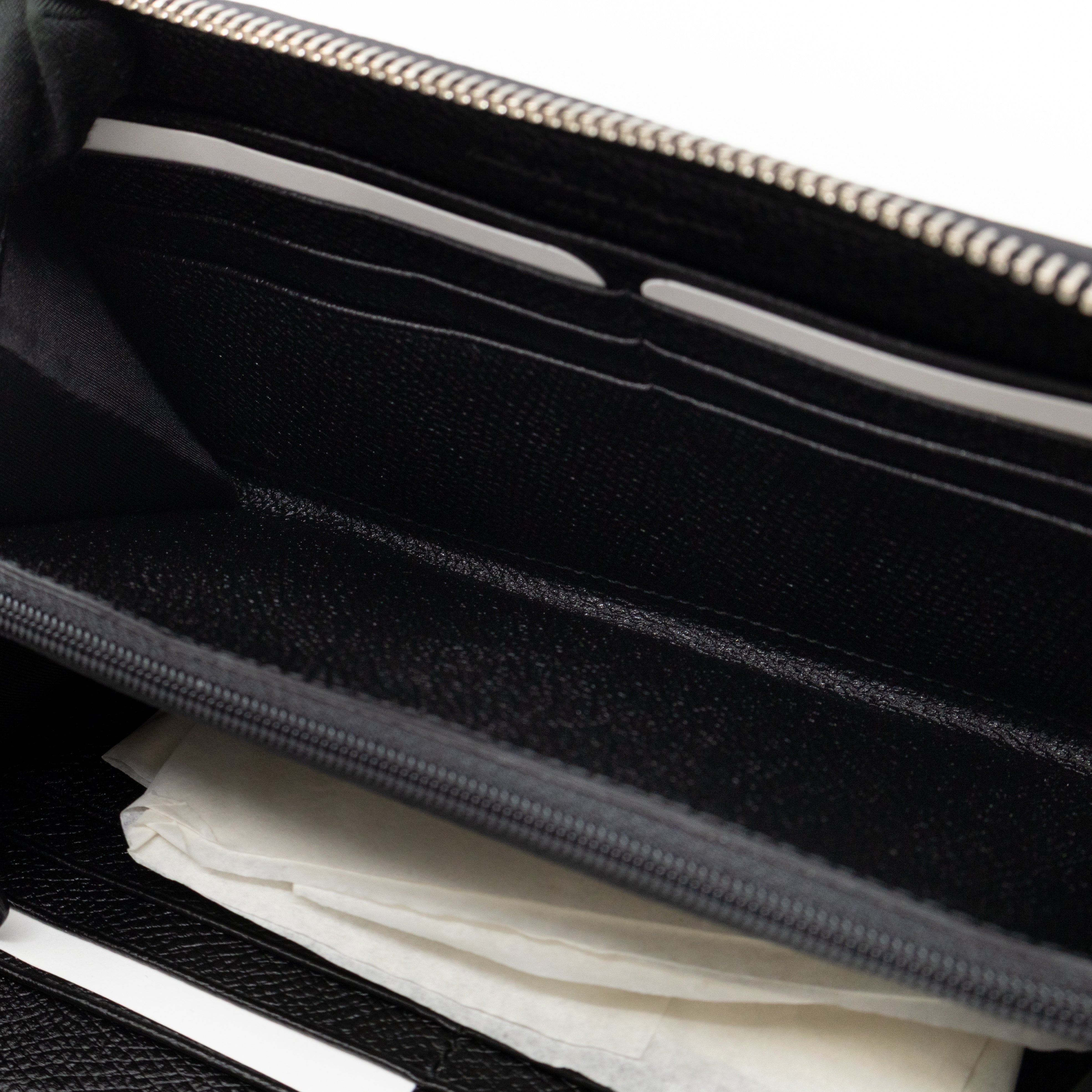 Long Zip Around Wallet Printed Black Leather