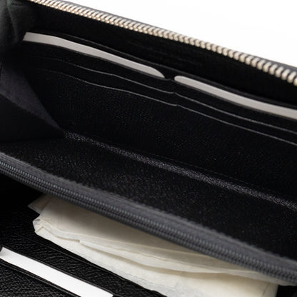Long Zip Around Wallet Printed Black Leather