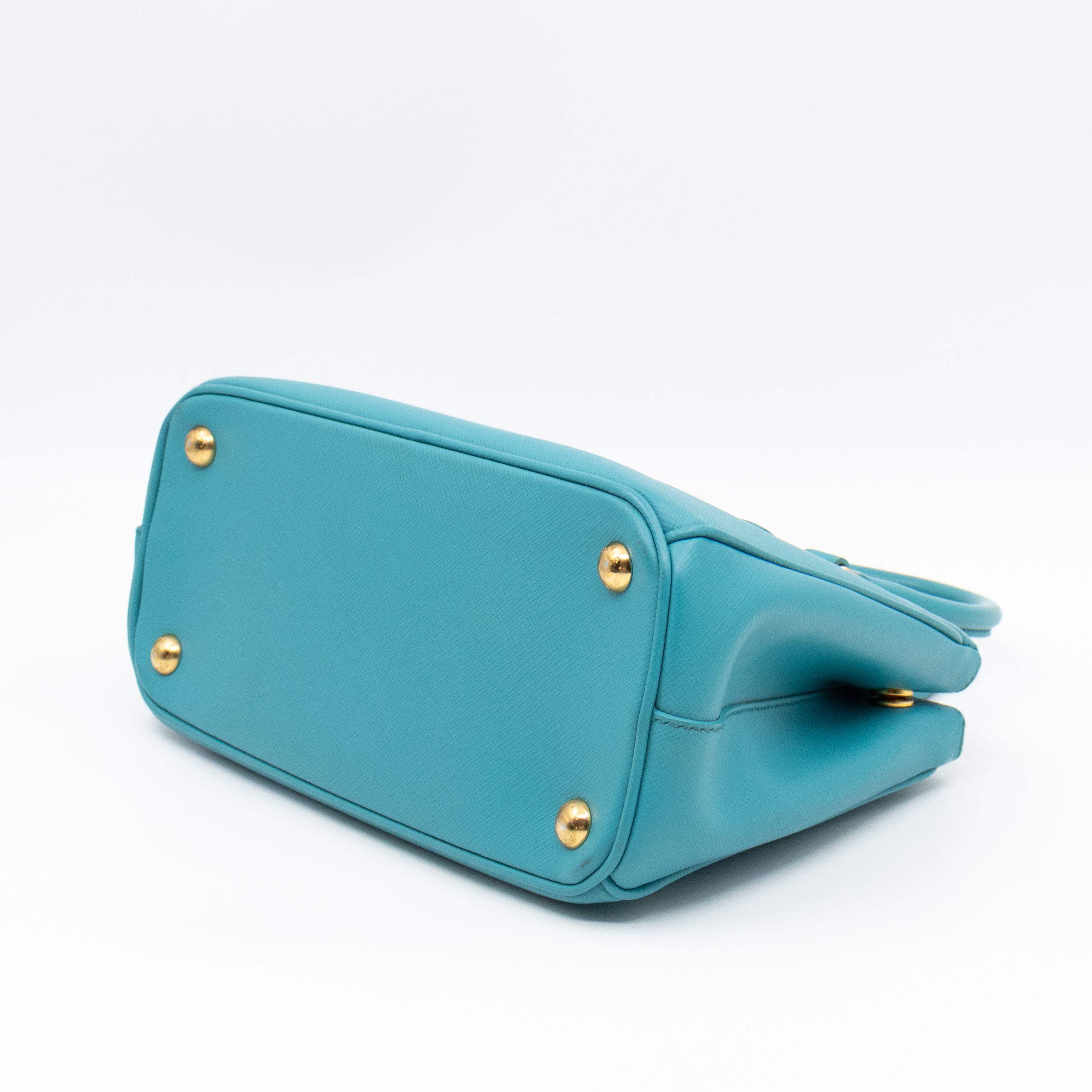 Galleria Mini Double Zip Turquoise Saffiano