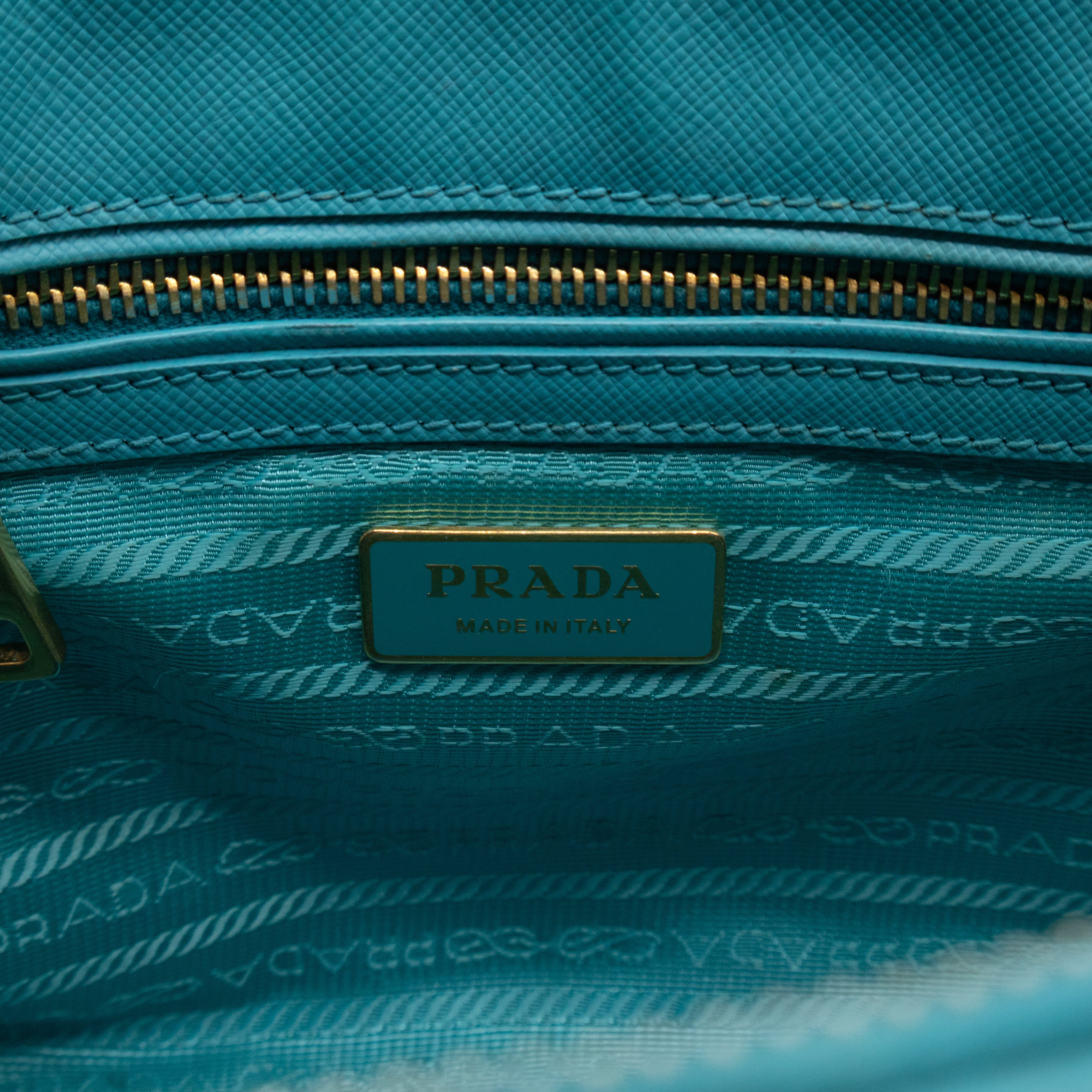 Galleria Mini Double Zip Turquoise Saffiano