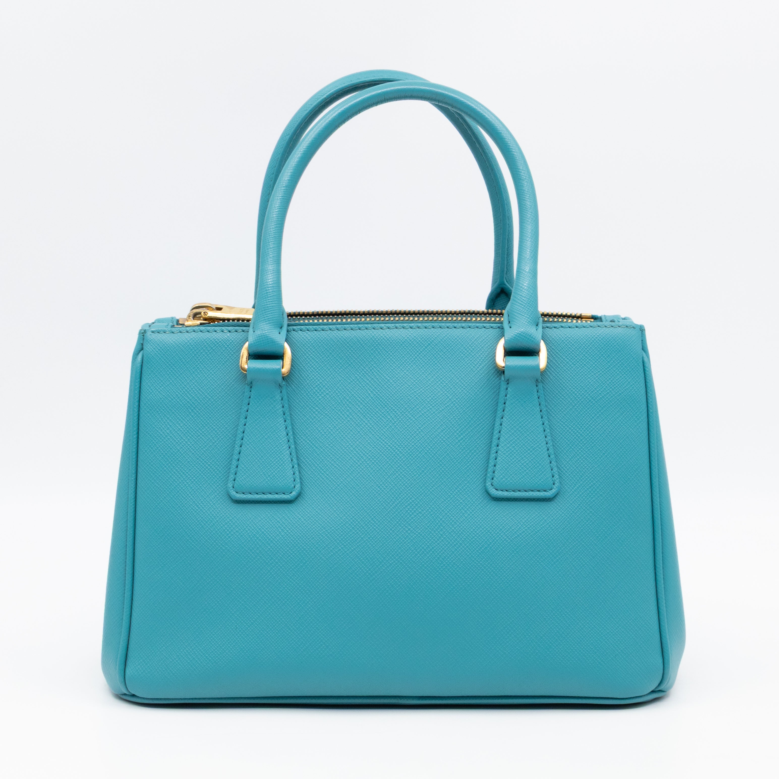 Galleria Mini Double Zip Turquoise Saffiano