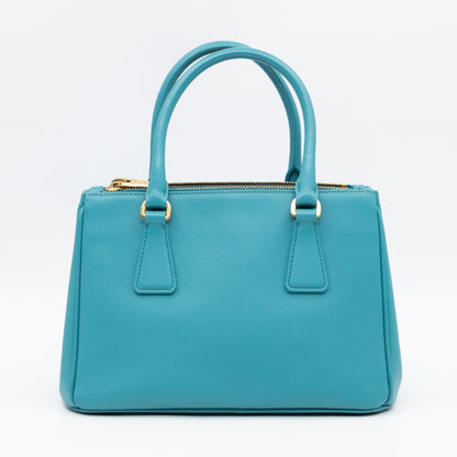 Galleria Mini Double Zip Turquoise Saffiano
