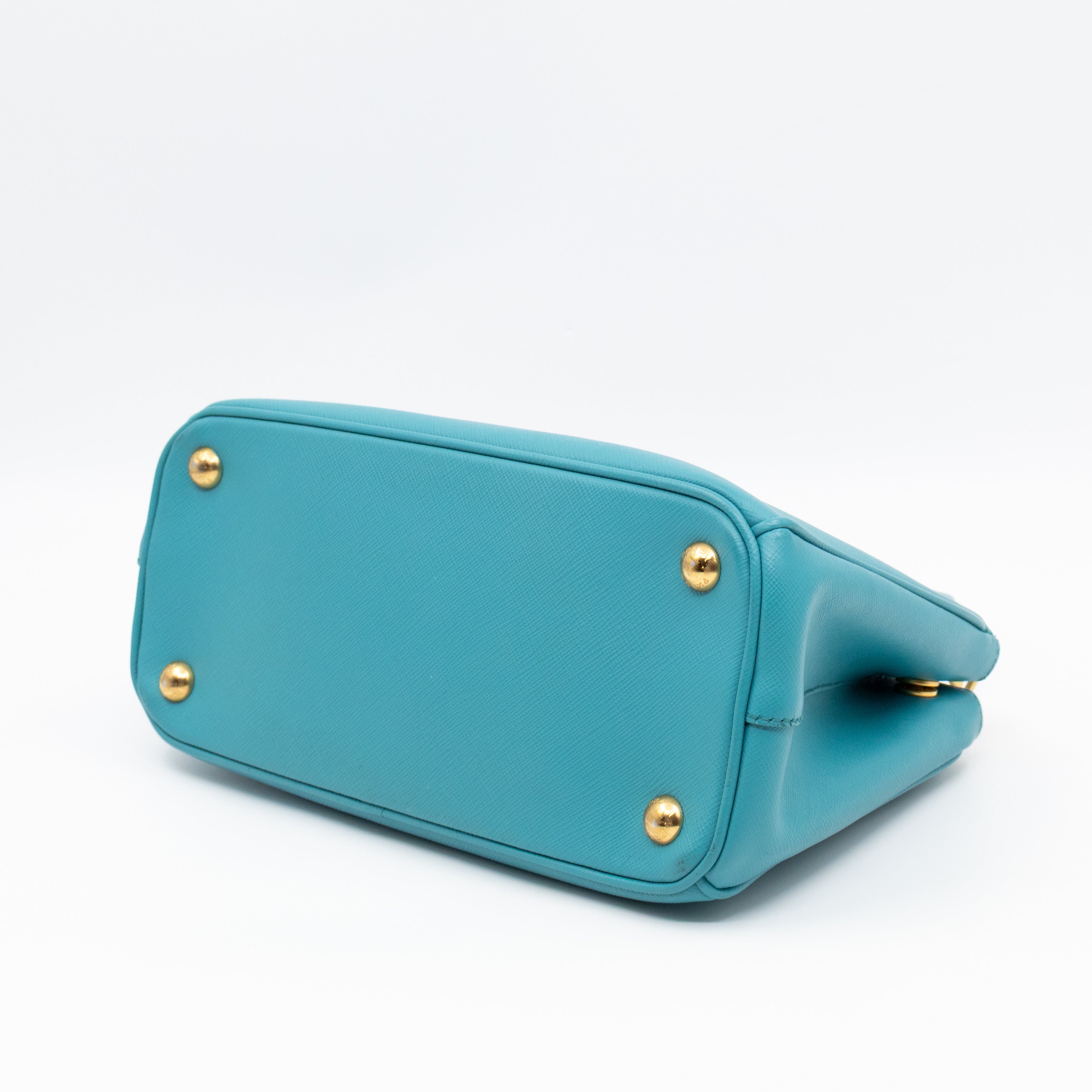 Galleria Mini Double Zip Turquoise Saffiano