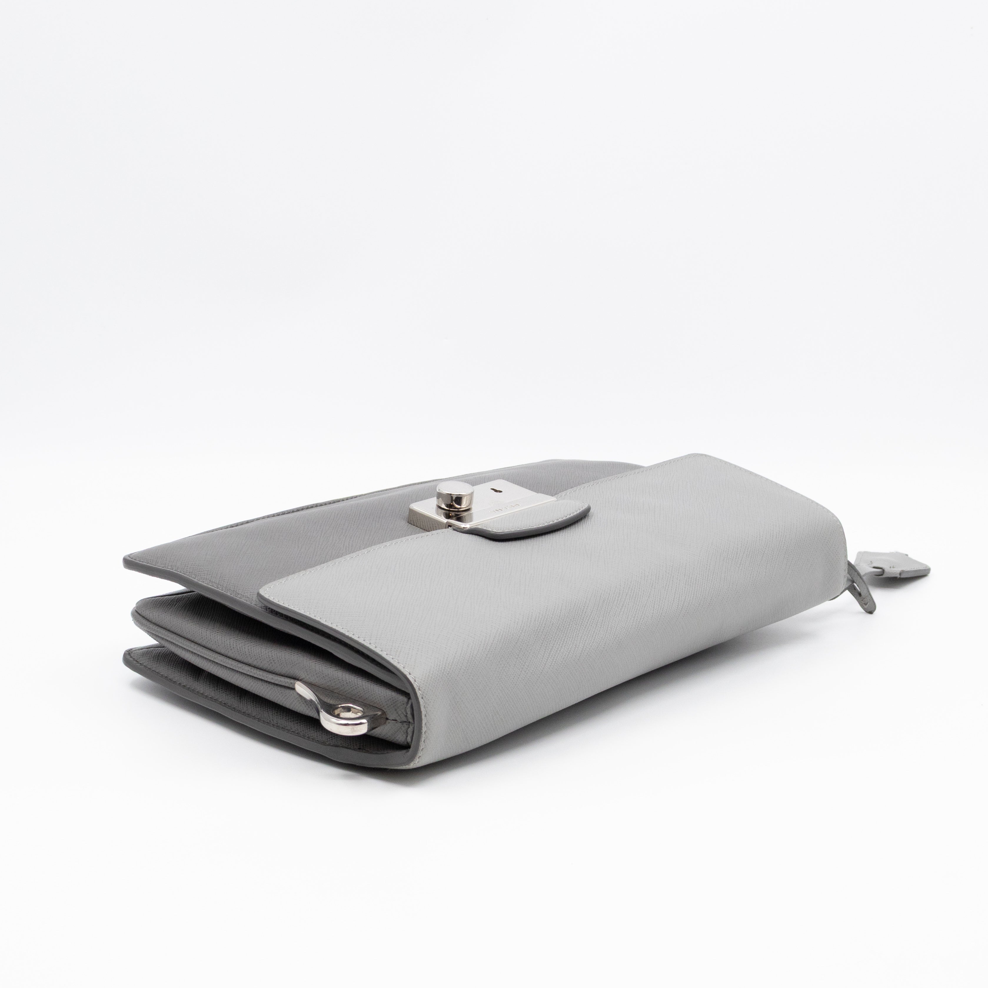 Sound Lock Shoulder Bag Marmo Soft Saffiano Leather