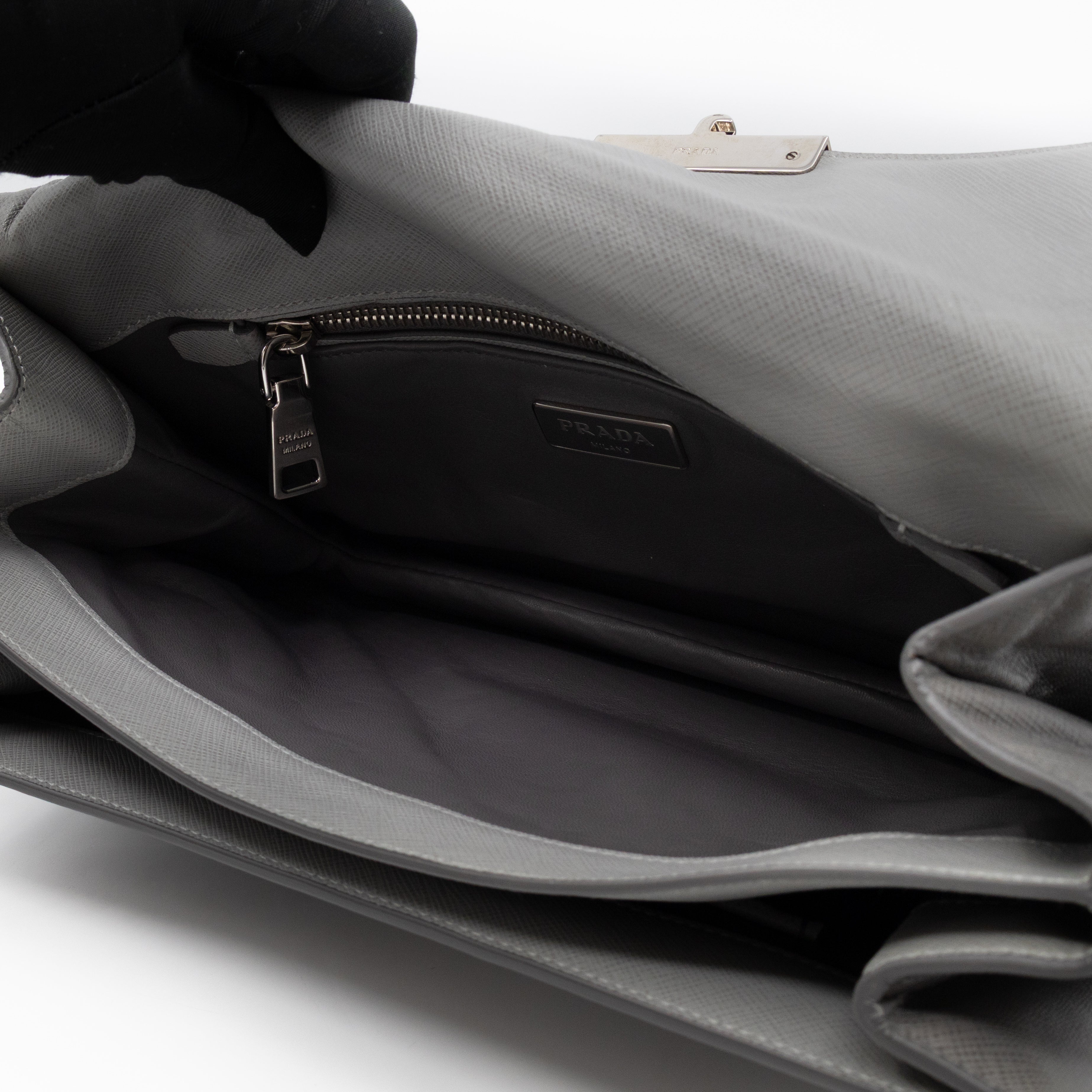Sound Lock Shoulder Bag Marmo Soft Saffiano Leather