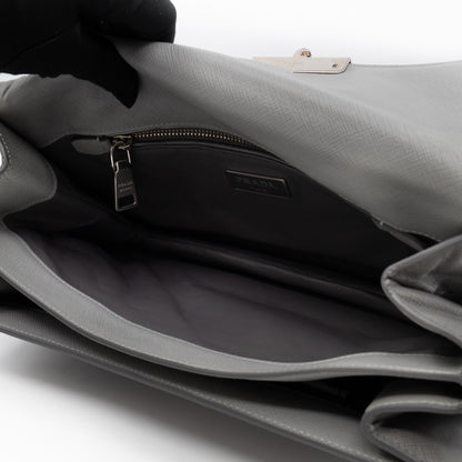 Sound Lock Shoulder Bag Marmo Soft Saffiano Leather