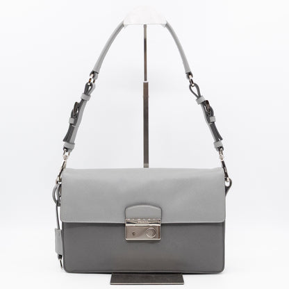Sound Lock Shoulder Bag Marmo Soft Saffiano Leather