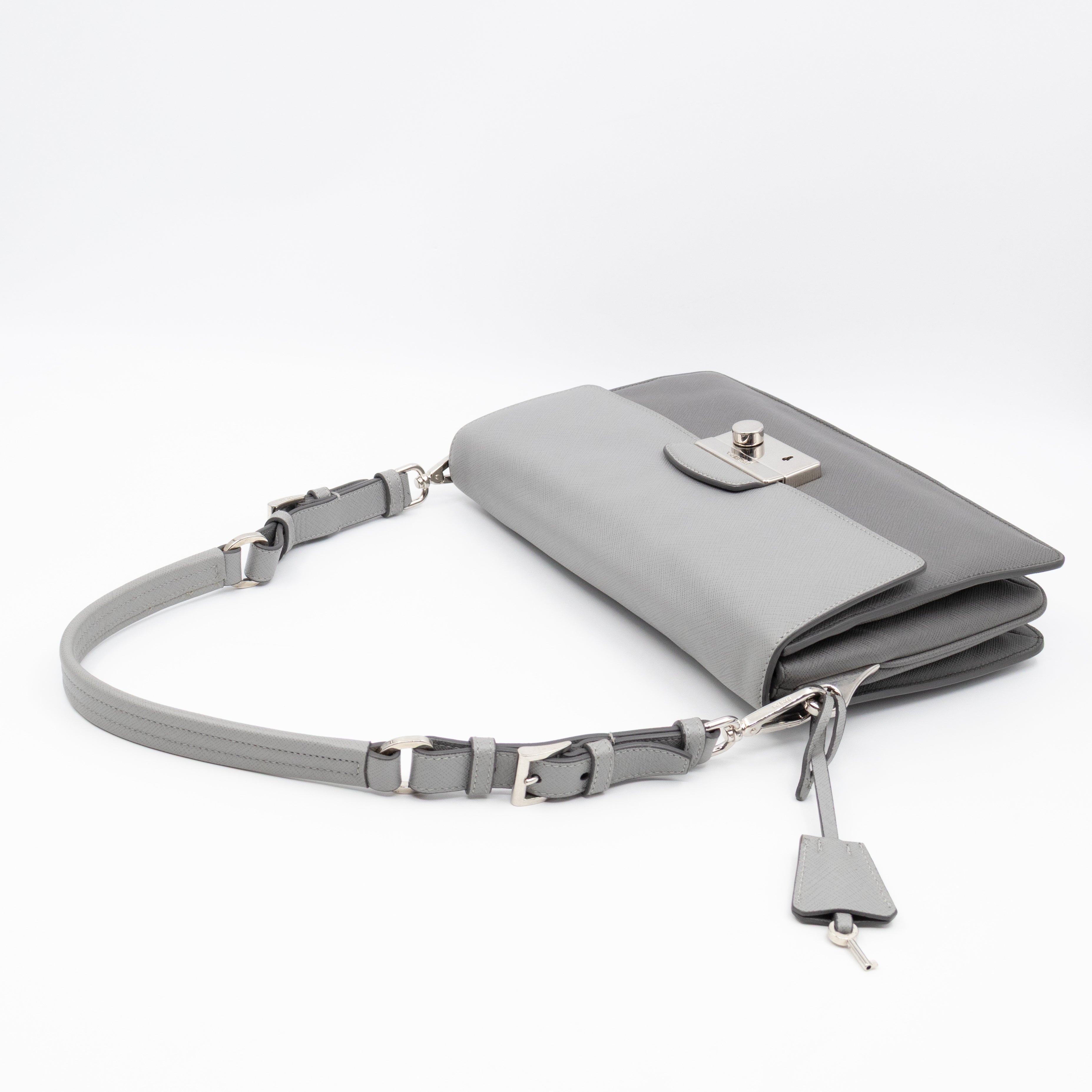 Sound Lock Shoulder Bag Marmo Soft Saffiano Leather