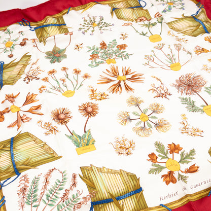 Silk Scarf 90 Herbier de Gavarnie Red & White
